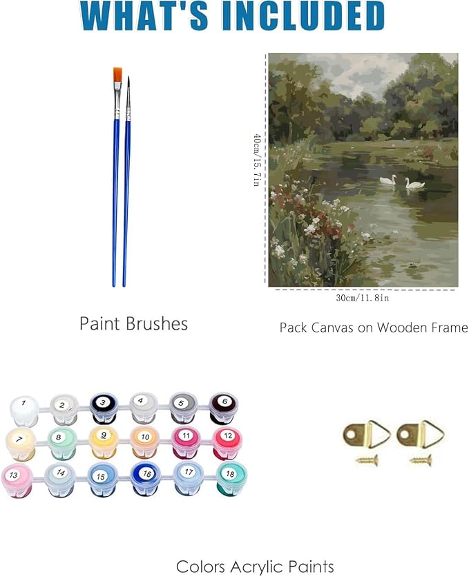 WUDWL Paint by Numbers Kit for Adults, Color By Numbers for Adults | Swan Lake Painting by Number Kits On Canvas, Number Artist Paint by Number Kit Funny Without Frame DIY, 12x16in