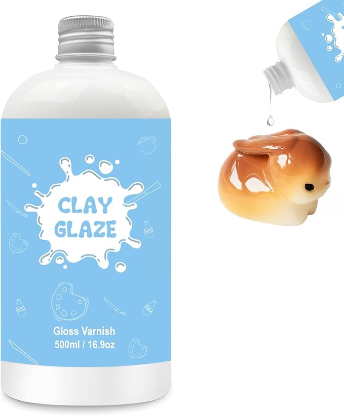 500ml Air Dry Clay Glaze, Protect Clay Surfaces,Delivers Gloss Glaze Effect | Gloss Glaze, Air Dry Clay Varnish, Waterproof, Dustproof,Prevents Clay Scratches & Wear
