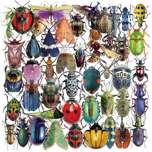50pcs Transparent Vintage Insect Stickers for Kids,Lifelike Insect Sticker Waterproof PET Stickers for Scrapbook Journaling Photo Album Collage Card Nature Sticker for Teens and Adults
