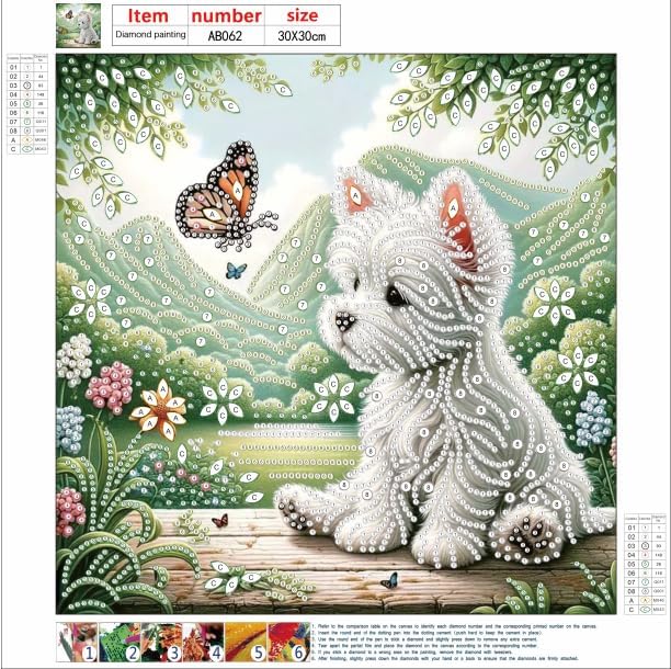 Bloomthread Dog and Butterfly Diamond Painting Kits for Adults – Partial Drill Diamond Art Painting Kits for Holiday Gifts and Home Decor 12x12 Inches (Dog and Butterfly)