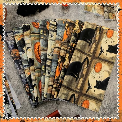 HunnmingRe 20 Pcs 10''x10'' Vintage Halloween Quilting Fabric Squares