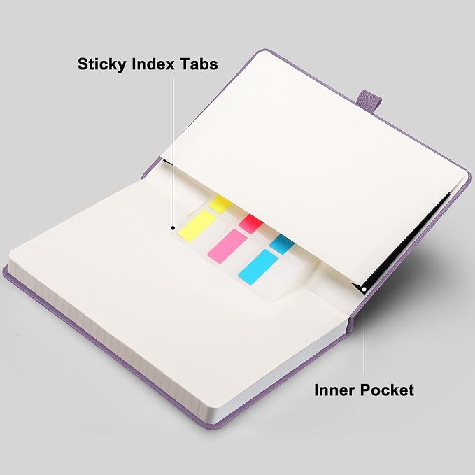 RETTACY Graph Grid Paper Notebook, 192 Pages, A5 Size (5.7'' x 8.3'') | 5 Squares per Inch, Leather Hardcover, 100 GSM Thick Paper, for School, Students, Math, Engineering (Purple)