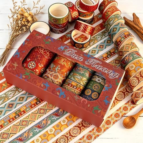 Retro Aesthetics Washi Tape, 20 Rolls Aesthetic Decorative Foil Masking Tape Set with Gift Box, Decorative Tape for Bullet Journal, DIY Craft, Scrapbook Supplies