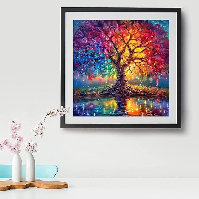 mrpwnle Diamond Art Kits for Adults, Tree of Life Diamond Painting Kits | Tree of Life Diamond Art Painting Kits for Adults Beginners, DIY Round Full Drill Gem Art Crafts Kits Home Decor 12x12inch