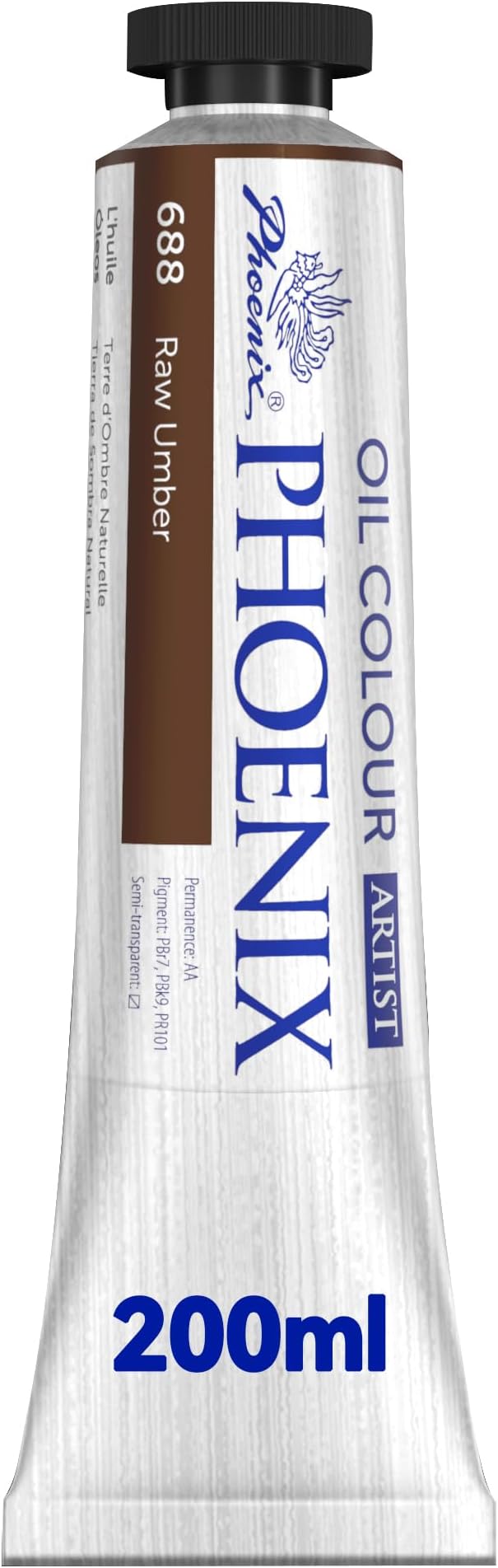 PHOENIX Raw Umber Oil Paint - 200ml / 6.75 Fl oz | Single Large Tube, Artist Quality, Oil Based, For Professionals