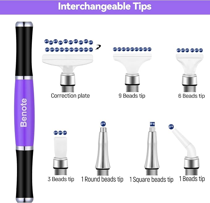 benote Ergonomic Diamond Art Painting Pen, Upgrade Dual Rubber Metal Screw In Tip Round And Square Drill Pen for DIY Craft 5D Diamond Paint - B10 Purple