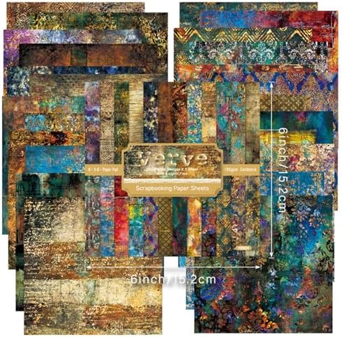 Vintage Aesthetic Scrapbook Paper 24 Sheets 6 x 6 Inch Scrapbooking Supplies,Single-Sided Pattern Paper Supplies for DIY Crafts, Card Making, Art Journaling