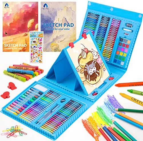 VigorFun Art Supplies, 240 PCS Drawing Art Kit, Gifts Art Set Case, Blue