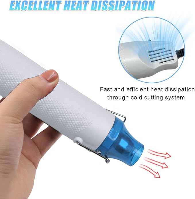 Mini Heat Gun - 220V 300W Portable Handheld Hot Air Gun Tool for DIY Craft Embossing - Electric Heating Tool with Stand & Power Cord for Car Vinyl Wrap/Shrink Wrapping PVC/Drying Paint(White)
