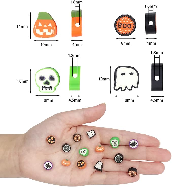 100 Pcs Halloween Polymer Clay Beads Heishi Spacer Beads Supplies for DIY Bracelet Earring Necklace Jewelry Making
