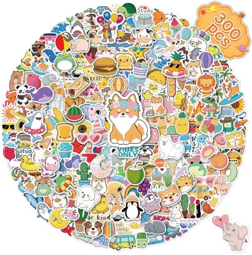 JIXZEN 300 PCS Water Bottle Stickers for Kids,Cute Waterproof Vinyl Laptop Stickers Pack for School Supplies Classroom Teacher Prizes, Fun Gift Sticker Pack for Girls Teens Students