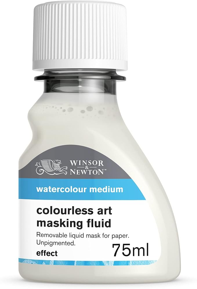 Winsor & Newton Watercolor Medium, Art Masking Fluid, Colourless, 75ml | Used to Temporarily Mask & Preserve Paper When Applying Color, Prevents Paint Adhesion, Useful for Fine Details