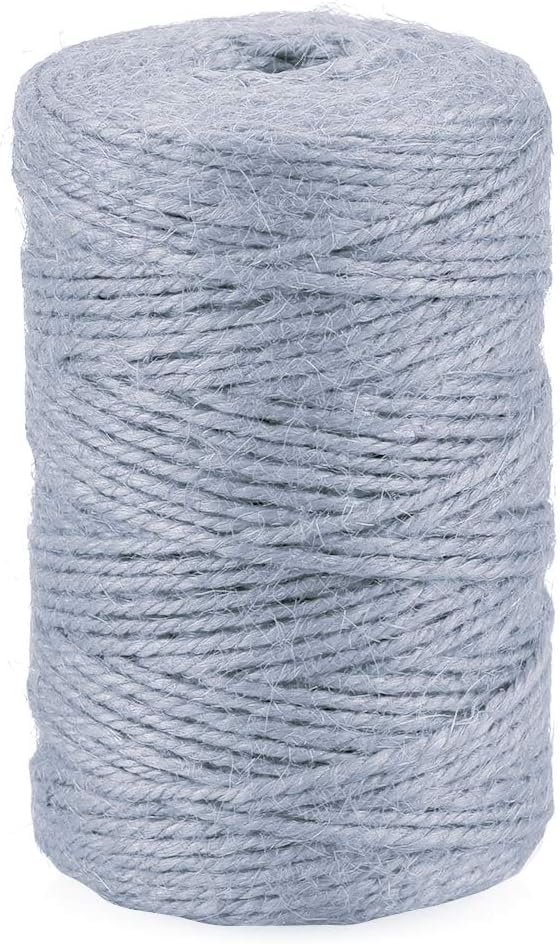 KINGLAKE Natural Jute Twine - 328 Feet, Arts & Crafts, Christmas, Durable Packing String, Gray