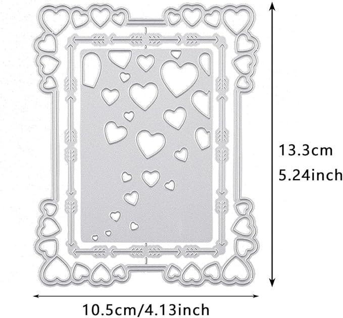 Cutting Dies 3D Background Frame Metal Stencils Scrapbooking Tools DIY Craft Carbon Steel Embossing Template for Paper Card Making Album Arts Supplies (Frame 9-heart 10.5x13.3cm)