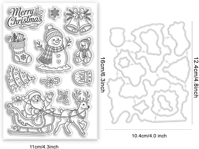 Card Making Stamps and Cutting Dies Set(Christmas Elements) | Durable Silicone Stamps and High - Quality Carbon Steel Dies for Card Making, Photo Albums and Diary Decoration