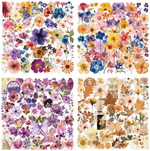 Transparent Flora Scrapbook Stickers Aesthetic Flowers Stickers(200)
