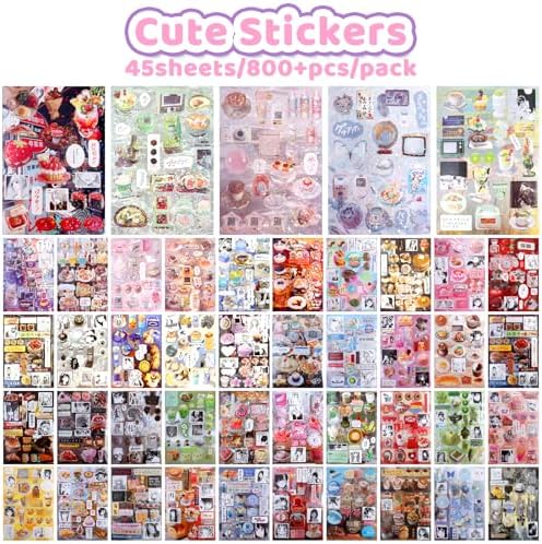 45 Sheets Japanese Sticker Book Manga 800+ Scrapbook Stickers Cute Korean Stickers for Journaling Scrapbooking Kawaii Food Sticker for Kids Adult Romantic DIY Comic Books Aesthetic Decoration Crafts J