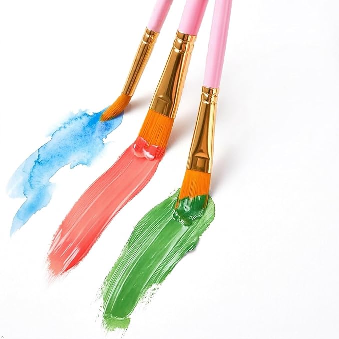 Soucolor Paint Brush Set –40Pcs Acrylic Watercolor Brush Multi-Size for Art | Round Pointed Tip for Acrylic Oil Watercolor Painting, Canvas Rock Body Face Nail Art Crafts, Pink