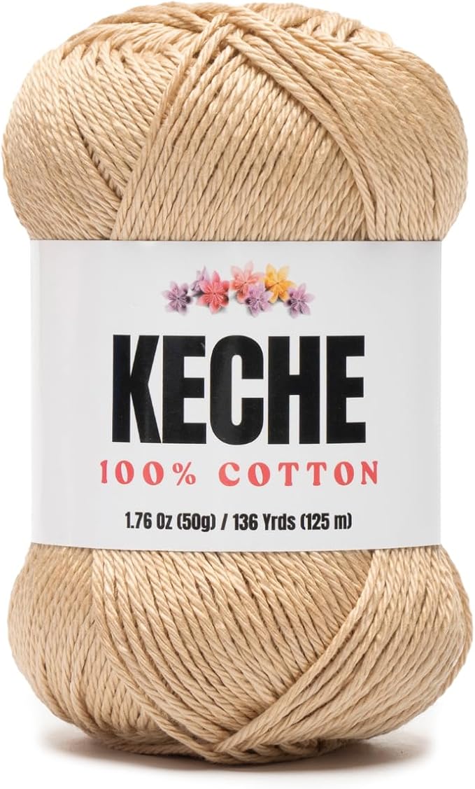 Cotton Yarn - 100% Cotton Yarn for Crocheting and Knitting, Mercerized Cotton Amigurumi Yarn Fine-Sport 2 1.76 oz (50g) / 136 Yrds (125 m) - Light Camel