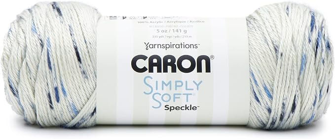 Caron Simply Soft Speckle Acrylic Yarn for Crocheting, Blue Gingham, 3-Pack