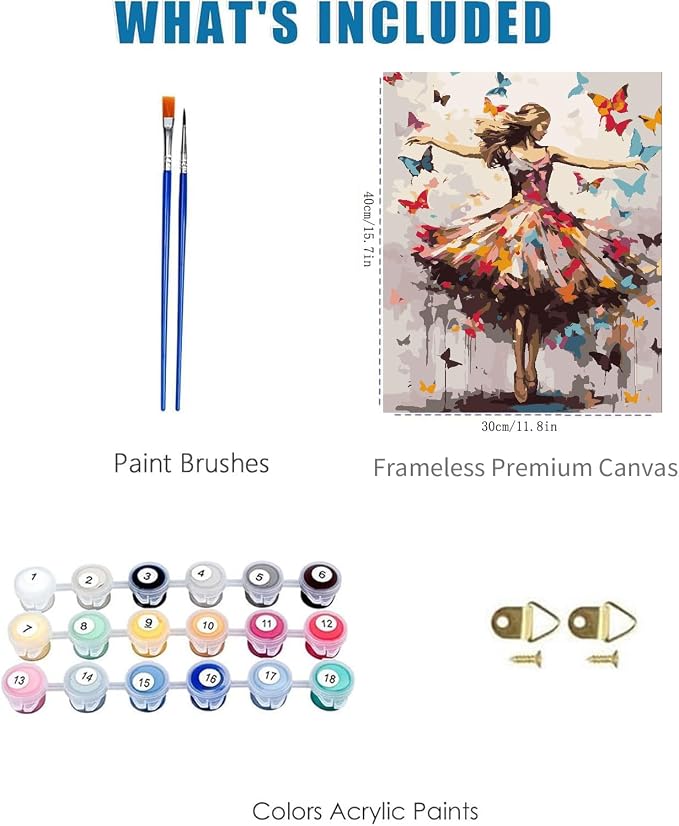 Dancing Girl Paint by Numbers Kit for Adults Framed Canvas, Frameworkless