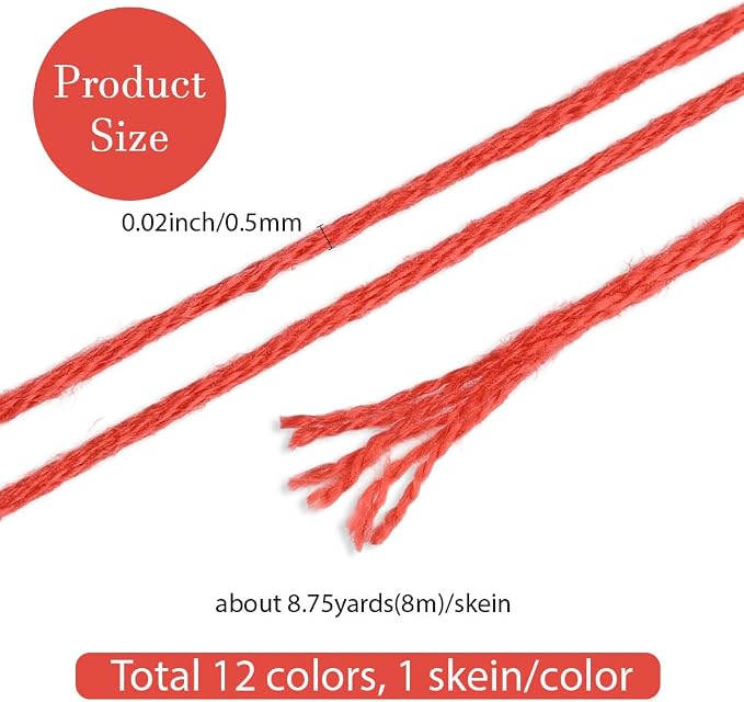 12 Skeins Rainbow Embroidery Thread Variegated Floss for Sewing