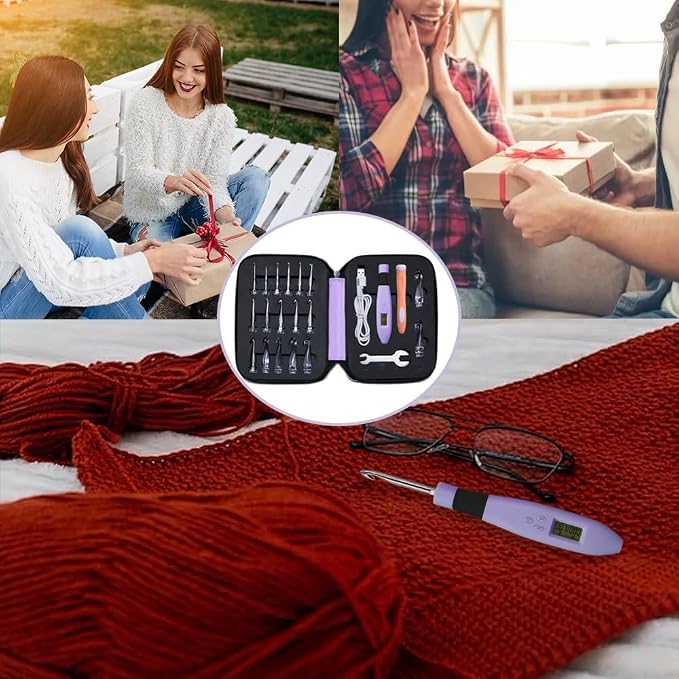 Yarniss 18 Size Digital Counting Crochet Hooks Set with Light 2.0mm~14.0mm