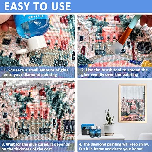 2 Pack Diamond Painting Sealer Glue with 3 Brushes, 8OZ Art Sealer Glue Accessories Permanent Hold Shine Effect for Puzzle