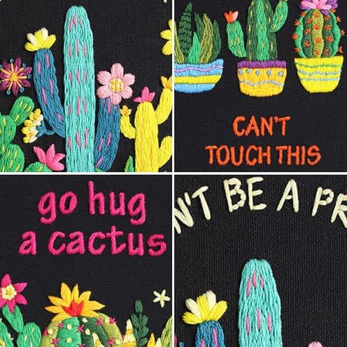 Louise Maelys 3 Pack Funny Cactus Embroidery Kit for Beginners DIY Craft