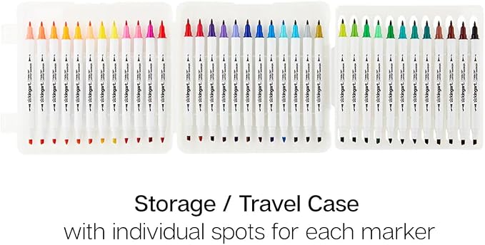 KINGART Dual Tip Alcohol Based Art Markers, 36 Colors Permanent Marker Pens Highlighters with Case Perfect for Illustration Adult Coloring Sketching and Card Making