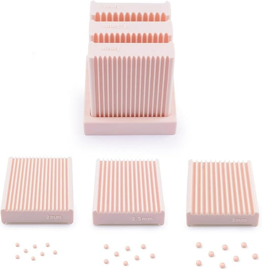 Mini Polymer Clay Bead Maker（2＆2.5＆3mm）, 3D Print Clay Ball Maker, 3D Ball Maker for Nails, Clay Beads Roller Bead Shaping Tool Clay Molds for Jewelry Making DIY Bracelet Necklace Craft（Pink）