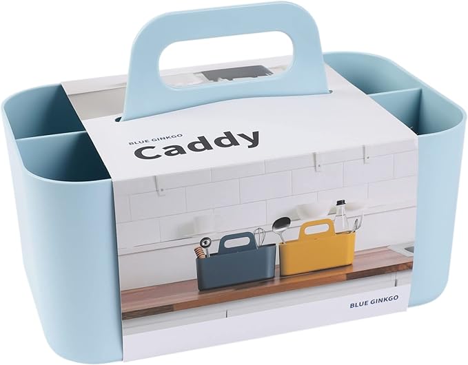 BLUE GINKGO Stackable Organizer Caddy, Rectangle, Blue, Made in Korea