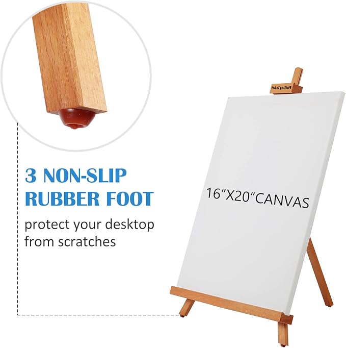 Beechwood 25" Tabletop Easel Display Stand for Painting | Holding Canvas Up to 22 1/2 Inches High, A-Frame Artist Tripod with Rubber Feet, Portable Photo and Sign Holder