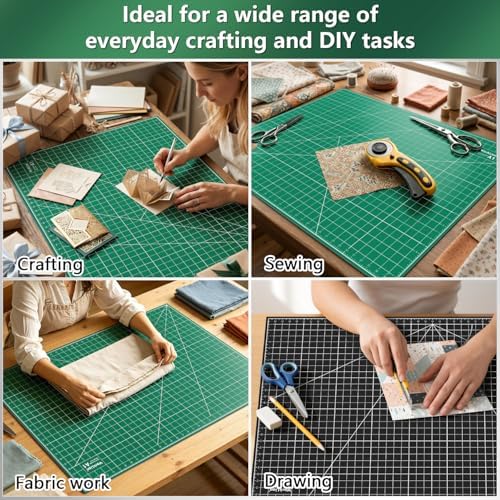 WORKLION Self Healing Cutting Mat: 24 x 36 inch Large Double Sided 5-Layer Gridded PVC Cut Mat for Sewing & Quilting & Scrapbooking & Arts and Crafts Projects (Green/Black)…