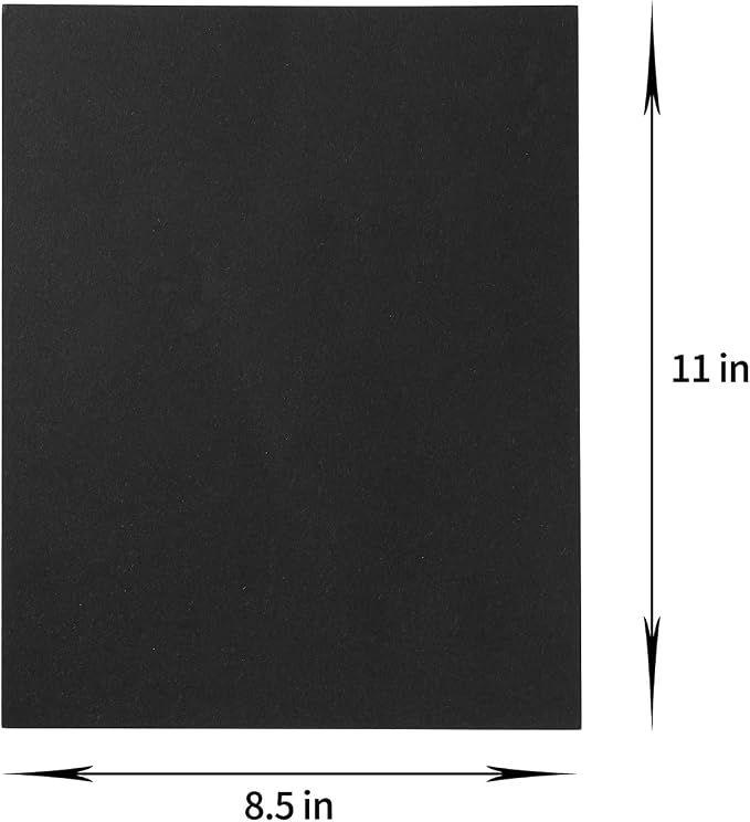 20 Sheets Blank Black Thick Paper Cardstock, 8.5 x 11 inches (Pack of 2)