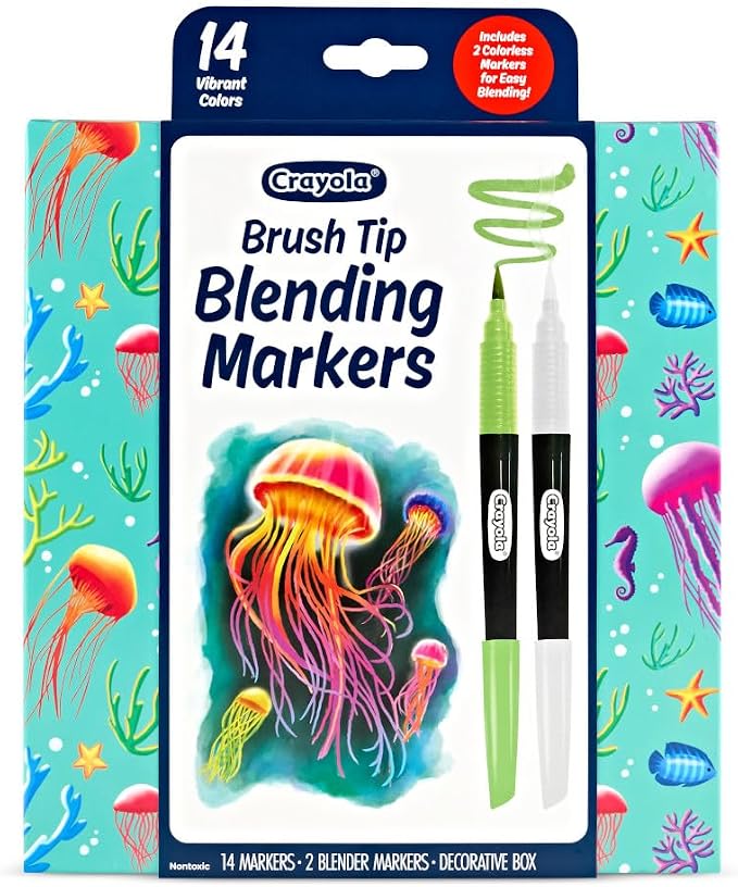 Crayola Blending Marker Set, 16 Count Markers, 2 Colorless Blenders, Adult Coloring Markers, Gifts for Teens & Adults