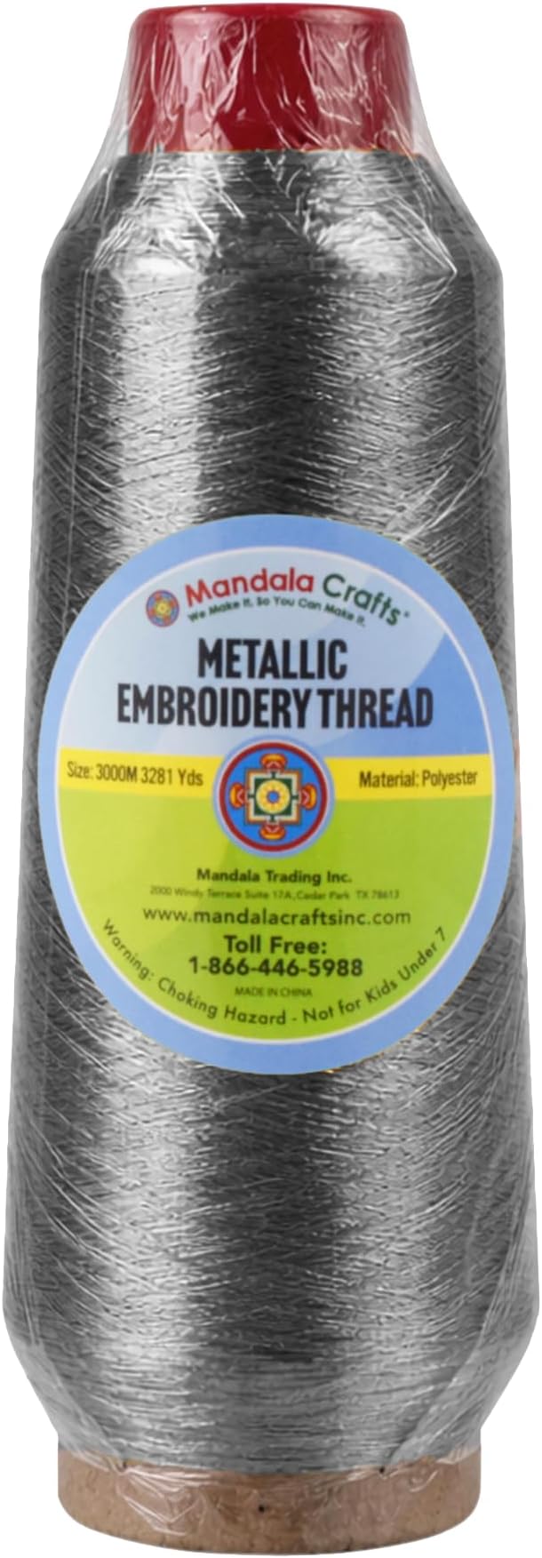 Mandala Crafts Metallic Gunmetal Embroidery Floss for Sewing, 3281 Yard Spool