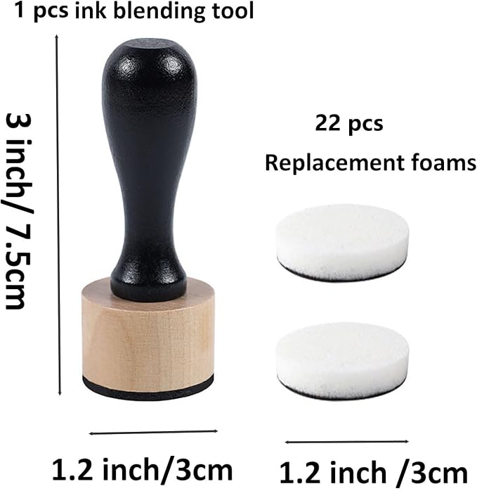 23 Packs Mini Ink Blending Tool Set, 1 Mini Applicator Tools and 22 Replacement Foam Pads for Scrapbooking Painting Drawing Art SuppliesInk Tools and More (1 Blending Tool +22 Foams)