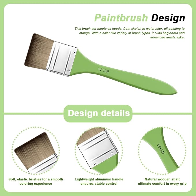 25Pcs Oil Paint Brushes for Acrylic Painting, Acrylic Paint Brush Set