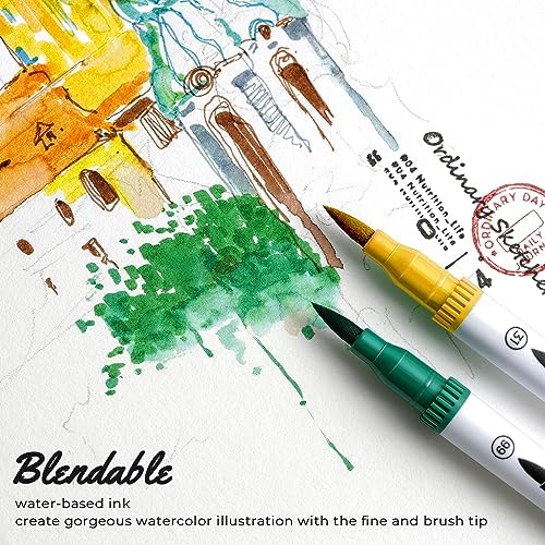 Ohuhu Adult Coloring Book Markers 120 Color Dual Tip Water-Based-Maui-White | No Bleed Coloring Markers Fineliner & Brush Drawing Pens Art Pens for Kids Adults Sketch Journal