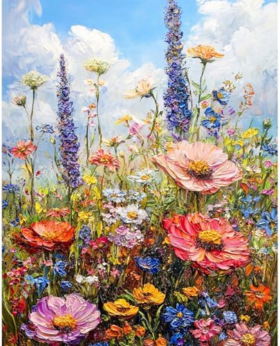 Amaieuin Wild Flowers Paint by Numbers Kits for Adults,Canvas Paint by Numbers for Adults,Flowers Paint by Number Adult for Gifts and Home Wall 20x16in