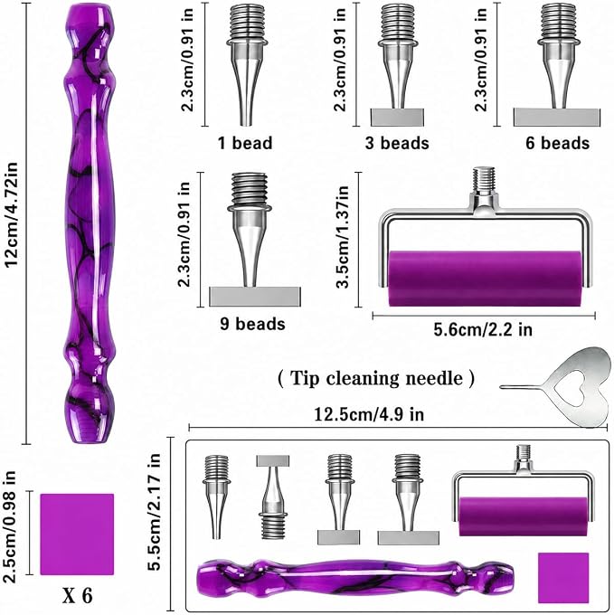 LEIYULY 13PCS Thin Diamond Art Pens, with 1,3,6,9 Thin Stainless Steel Nibs