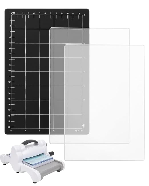 UCEC 3 Pcs Magnetic Cutting Shim & Cutting Pads Set for Card Making Crafts | Die Mats Kit 9"x6" Magnetic Mat with Grid & 2 Transparent Cutting Pads for Die Cutting Machine Embossing & Card Making Crafts
