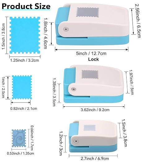 3 Pcs Stamp Punch, 1.5x1.25inch, 1x0.8inch, 0.6x0.5inch Rectangle Postage Stamp Punch Maker, Leaver Craft Stamps Cutter Hole Puncher Paper Punches for Crafting DIY Scrapbooking Journaling Card Making