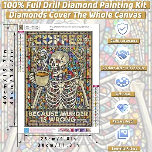 Skull Diamond Art Kits for Adults Funny Diamond Painting Kit for Beginner