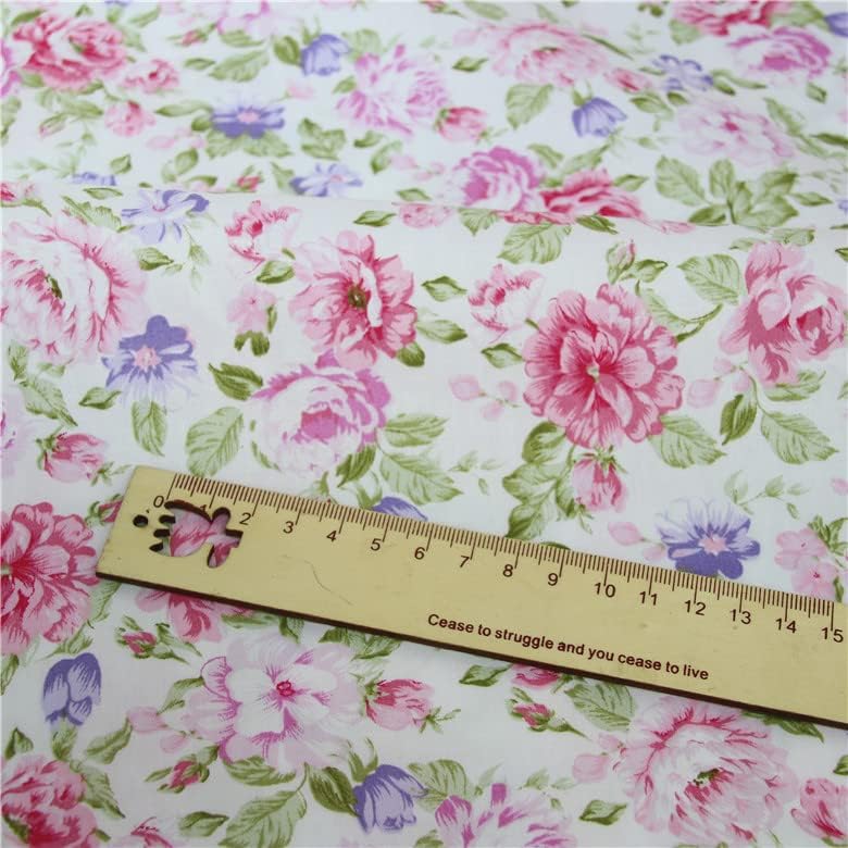 Cotton Fabric DIY Making Supplies Quilting Patchwork Fabric Fat Quarter Bundles DIY for Quilting Cotton Patchwork Cushions (Peony, 20" x 20")