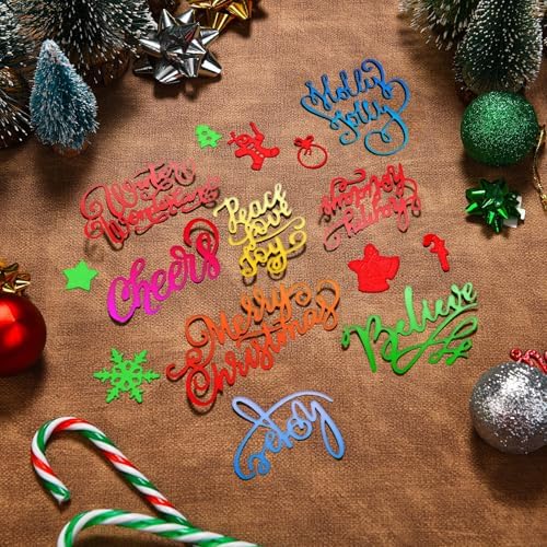 21 Pieces Christmas Die Cuts Words Cutting Dies Christmas Snowflake Tree Bell Snowman Gingerbread Cut Stencils for Xmas Scrapbooking Card Album Craft Making Supplies