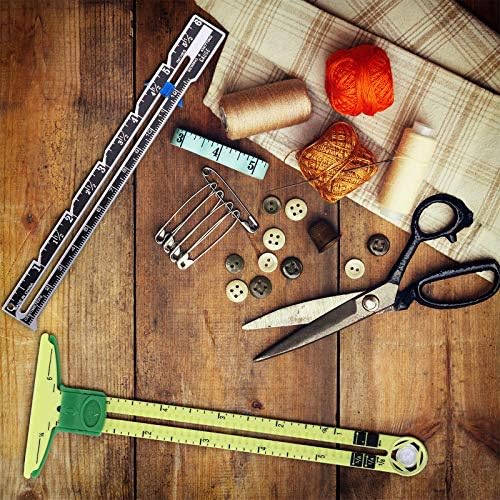 Frienda 2 Pieces Sewing Gauge with Sliding Marker, 5-in-1 Measuring Ruler