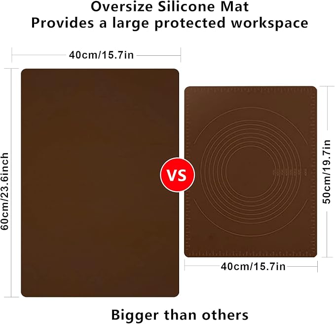 Extra Large Silicone Table Mat, Silicone Mat for Crafts Kids Dinner Placemat Desk Countertop Waterproof Protector Mats, Heat Insulation Kitchen Pastry Mat Rolling Dough Pad (Coffee, 23.6''x15.7'')