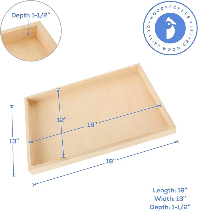 Birch Painting Panel 13 x 19 x 1-1/2-inch, Pack of 4 Wood Canvas Boards for Painting, Blank Signs for Crafts, by Woodpeckers